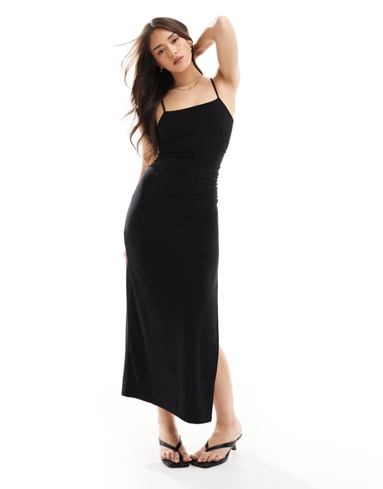 商品Bershka|Bershka strappy midi dress in lack,价格¥242,第1张图片