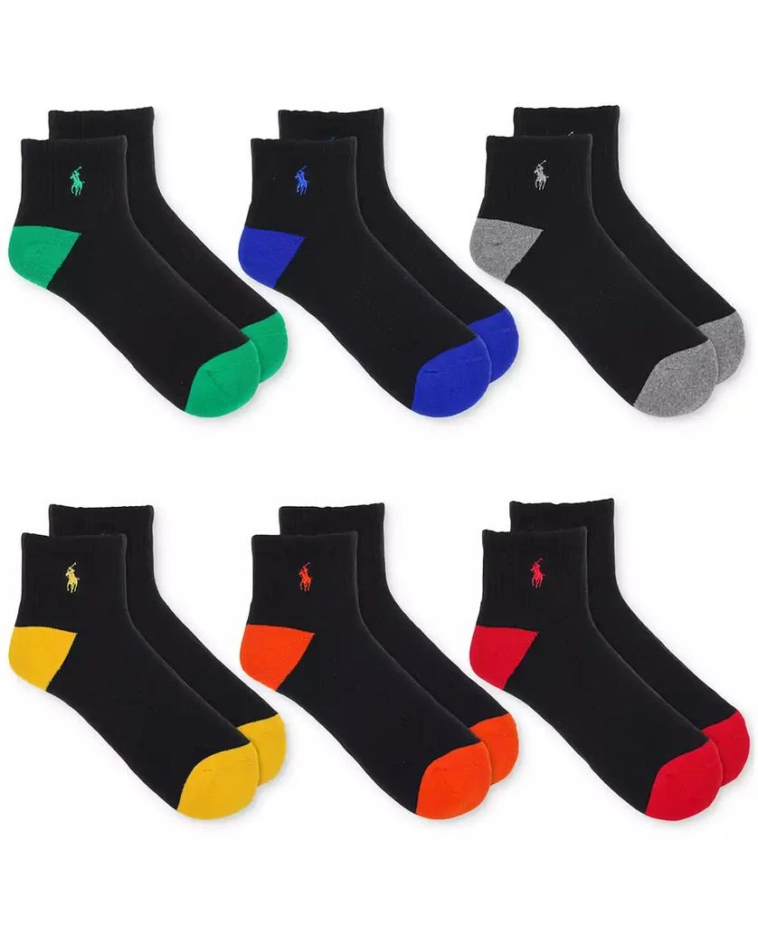 商品Ralph Lauren|Men's 6-Pk. Performance Colored Heel Toe Quarter Socks,价格¥225,第1张图片