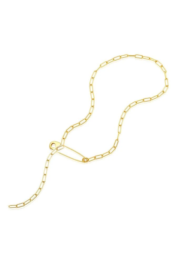 商品ADORNIA|14K Gold Plated Safety Pin Lariat Necklace,价格¥150,第2张图片详细描述