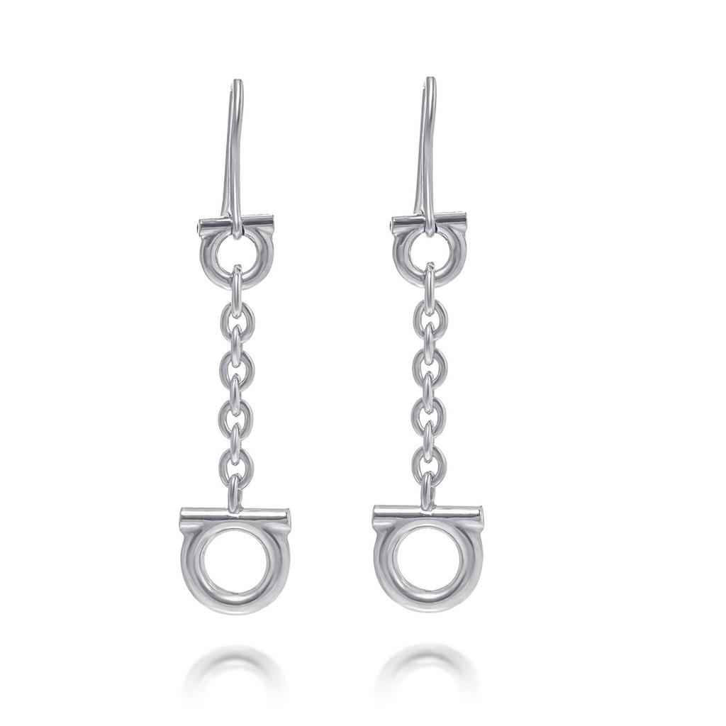 Salvatore Ferragamo Gancini Sterling Silver Earrings 705386商品第1张图片规格展示