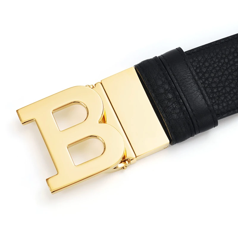 父亲节礼物 520送愛人巴利 男士牛皮腰帶金色扳扣 黑色 B BUCKLE 40 M-6229111B BUCKLE 40 M-6229111 商品