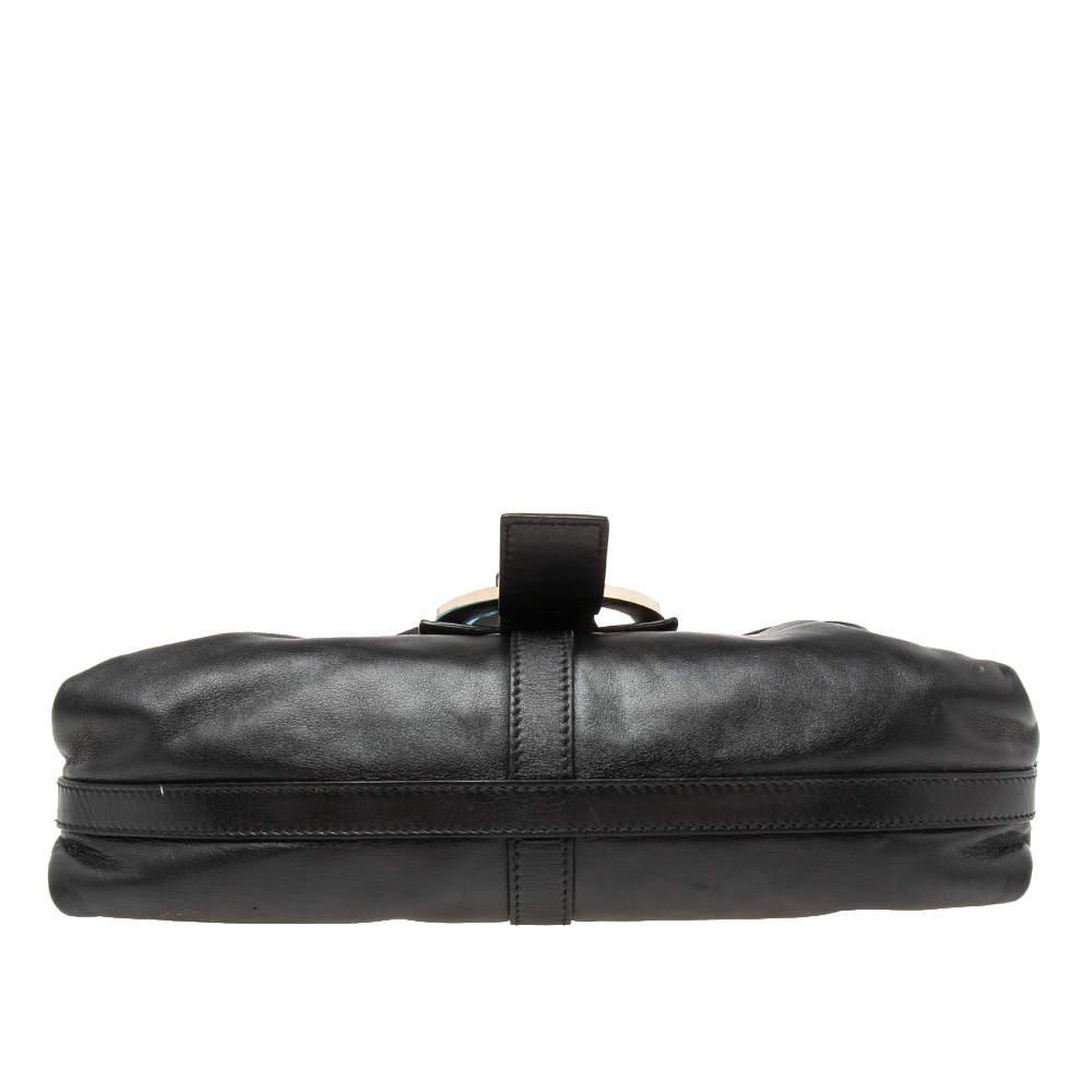 Bvlgari Black Leather Flap Shoulder Bag商品第6张图片规格展示