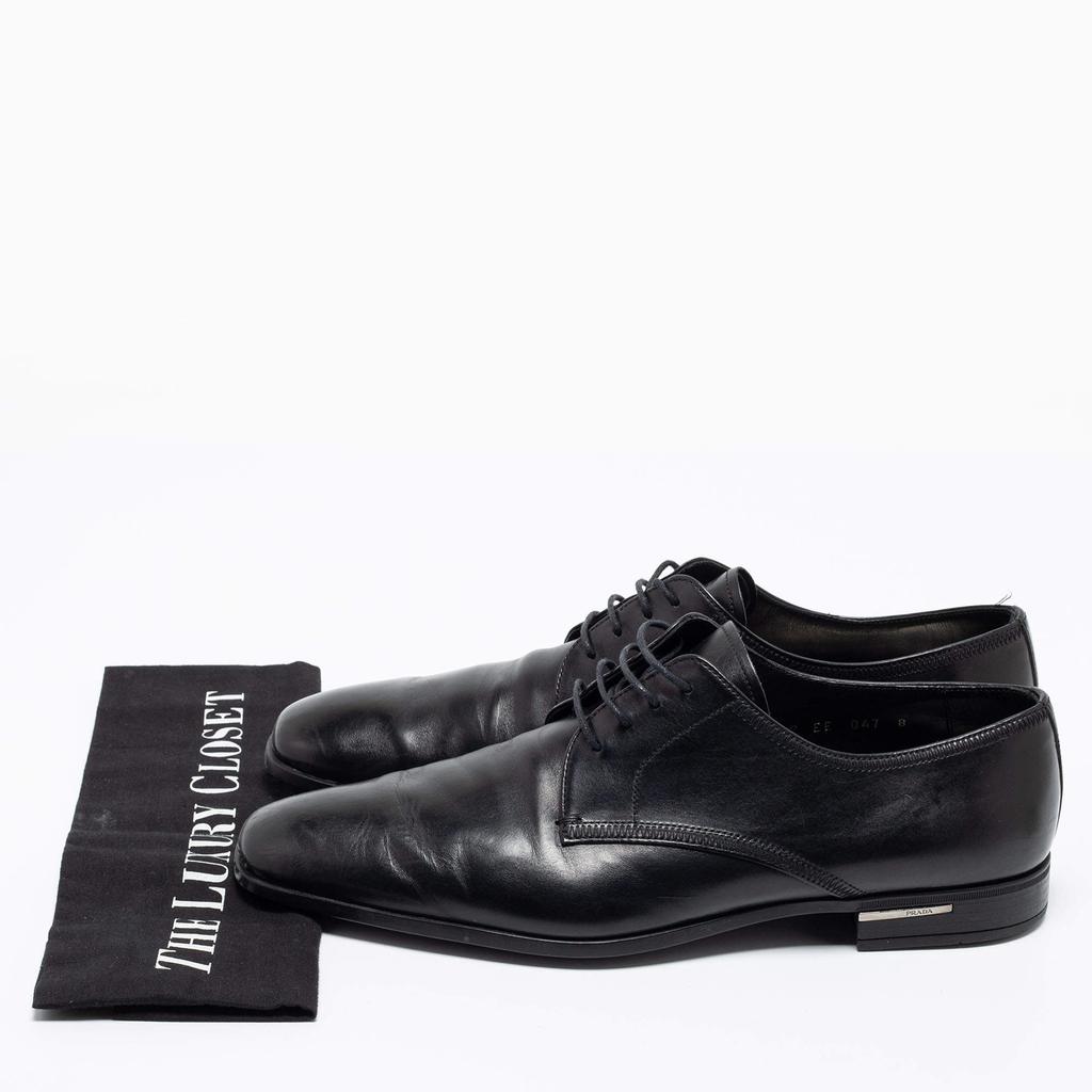 Prada Black Leather Lace Up Derby Size 42商品第8张图片规格展示