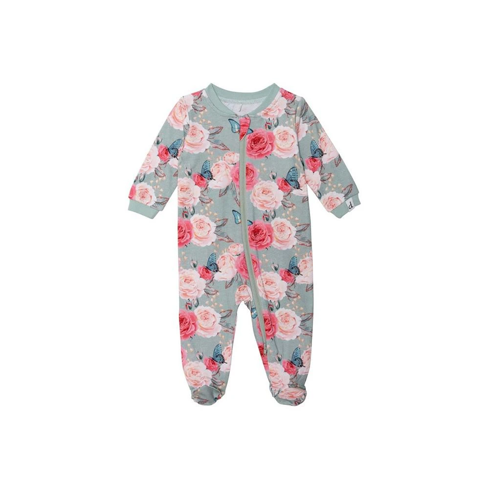 商品Deux par Deux|Baby Girl Organic Cotton One Piece Printed Pajama Blue Roses & Butterflies - Infant,价格¥246,第1张图片