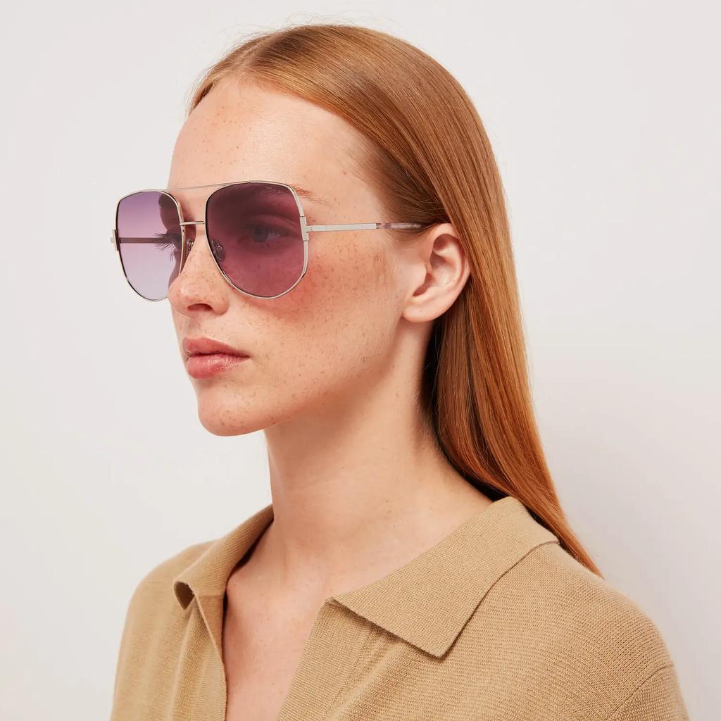 商品Tom Ford|Tom Ford Women's Lennox Pilot Style Sunglasses - Palladium/Violet,价格¥2866,第4张图片详细描述