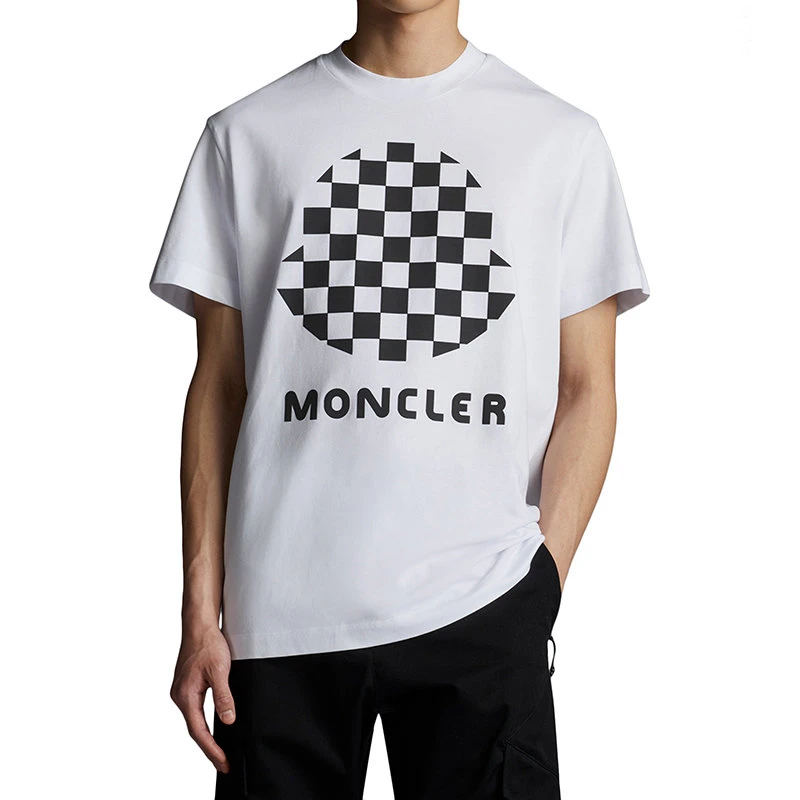 商品Moncler|【预售3-7天】Moncler/蒙克莱 22年秋冬新款 男士浅灰色纯棉毛毡徽标短袖T恤H10918C000128390T080,价格¥1809,第6张图片详细描述