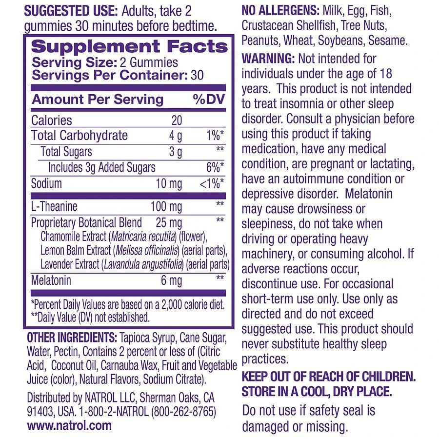商品Natrol|Sleep+ Calm, Melatonin and L-Theanine, Gummies Strawberry,价格¥149,第4张图片详细描述