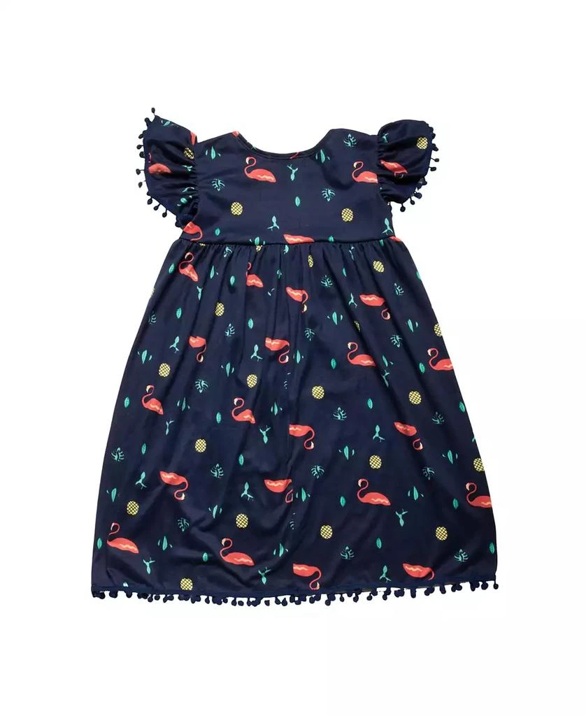 商品Mixed Up Clothing|Big Girls Flutter Sleeves All Over Print Pom-Pom Dress,价格¥210,第2张图片详细描述