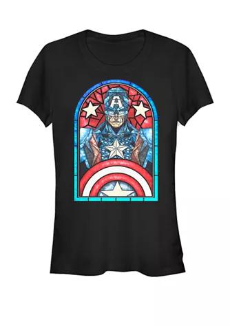 Captain America Avengers Stained Glass Memorial Short Sleeve Graphic T-Shirt商品第1张图片规格展示