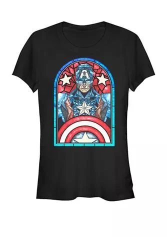 商品Marvel|Captain America Avengers Stained Glass Memorial Short Sleeve Graphic T Shirt,价格¥179,第1张图片