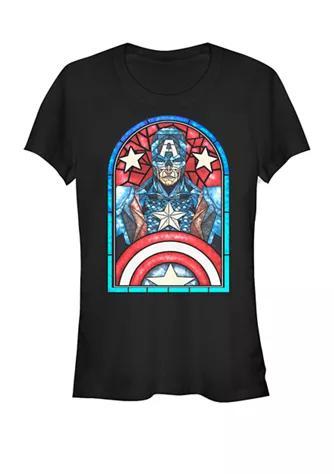 商品Marvel|Captain America Avengers Stained Glass Memorial Short Sleeve Graphic T-Shirt,价格¥259,第1张图片