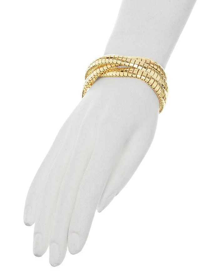 商品AQUA|Triple Row Interlocking Omega Chain Bracelet in Gold Tone - Exclusive,价格¥419,第2张图片详细描述