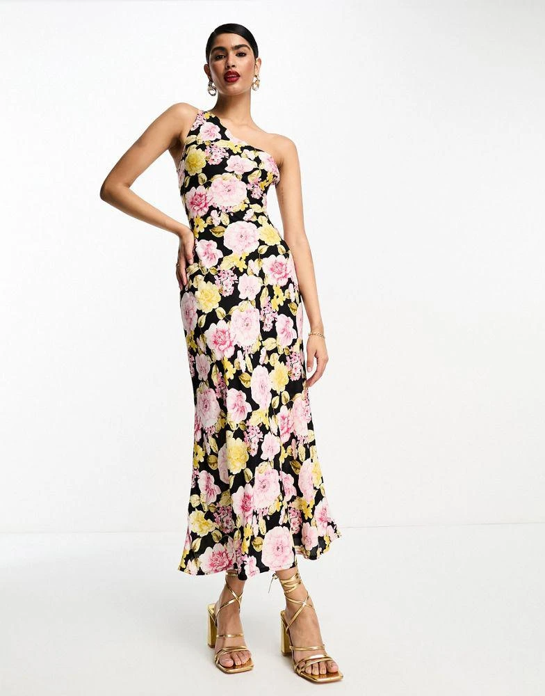 商品ASOS|ASOS DESIGN viscose one shoulder midi dress in floral print,价格¥171,第1张图片