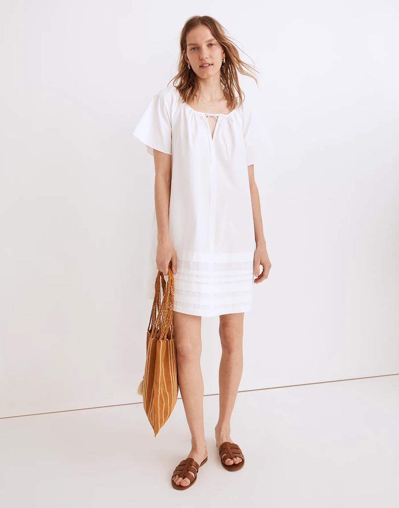 商品Madewell|Poplin Flutter-Sleeve Pintuck Mini Dress,价格¥187-¥224,第4张图片详细描述