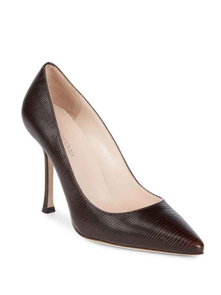 商品Sergio Rossi|Pointed Toe Leather Stiletto Pumps,价格¥5478,第1张图片