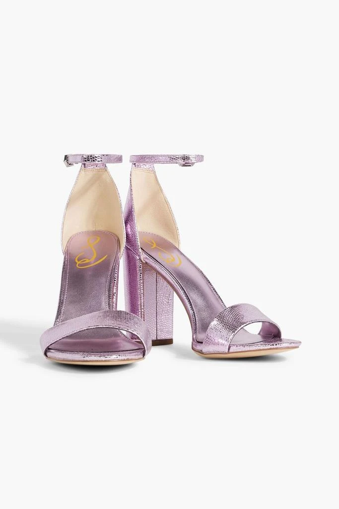 商品Sam Edelman|Yaro mirrored and lizard-effect leather sandals,价格¥289,第2张图片详细描述