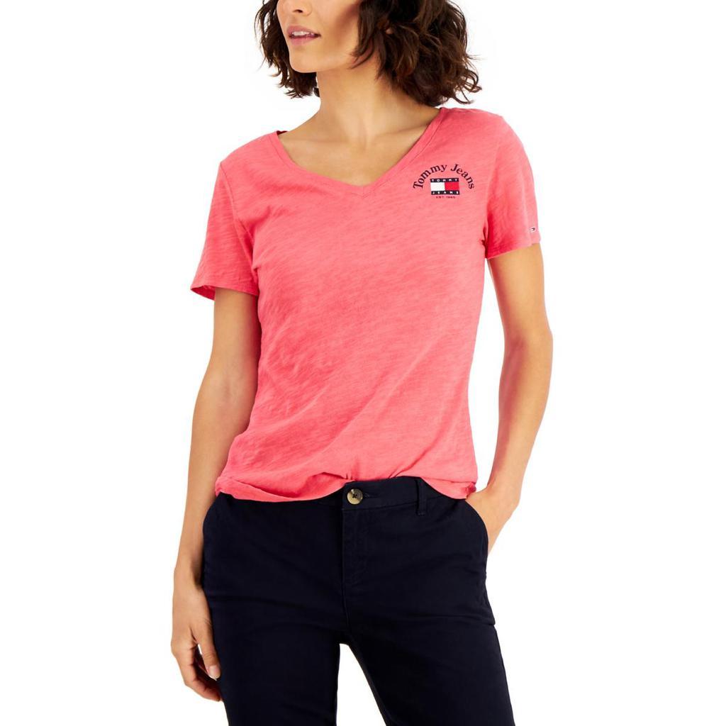 商品Tommy Jeans|Tommy Jeans Womens V Neck Cotton T-Shirt,价格¥379-¥402,第4张图片详细描述
