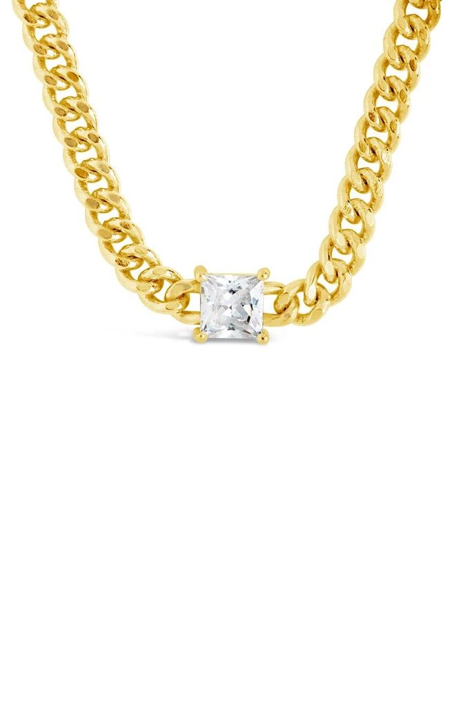 商品Sterling Forever|14k Gold Plated Cubic Zirconia Curb Chain Necklace,价格¥149,第4张图片详细描述