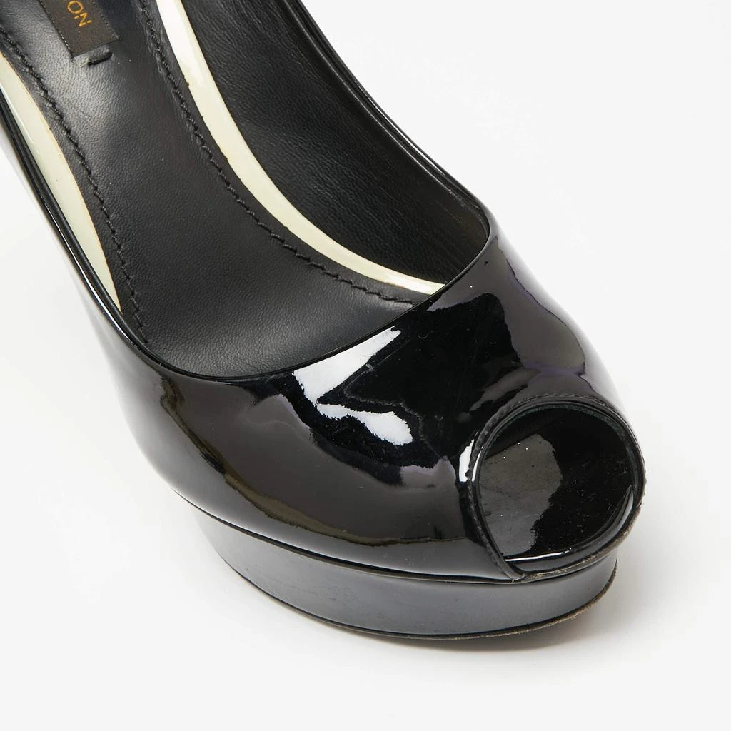 Louis Vuitton Black Patent Leather  Peep Toe Platform Pumps Size 37.5 商品