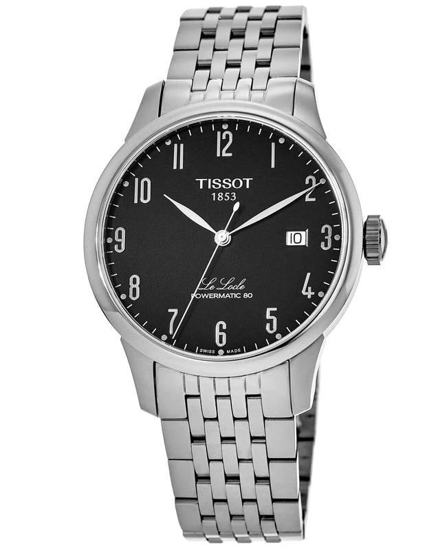 商品Tissot|Tissot Le Locle Powermatic 80 Black Arabic Dial Steel Men's Watch T006.407.11.052.00,价格¥3501,第1张图片
