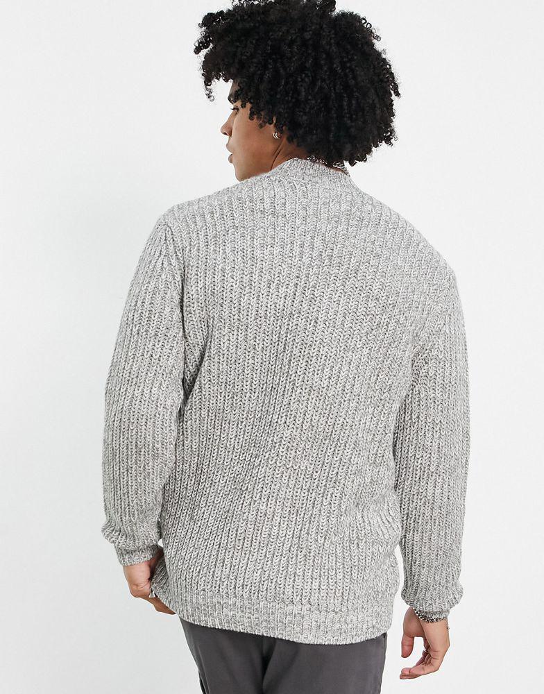 ASOS DESIGN heavyweight fisherman turtle neck jumper in grey twist商品第2张图片规格展示