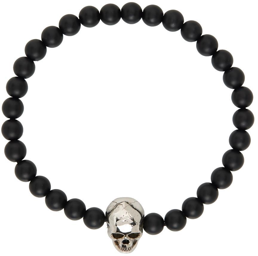 商品Alexander McQueen|Black Skull Beaded Bracelet,价格¥1067,第4张图片详细描述