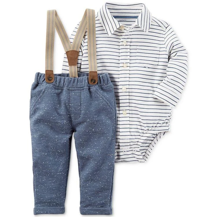 商品Carter's|3-Pc. Bodysuit, Pants & Suspenders Set, Baby Boys,价格¥178,第1张图片
