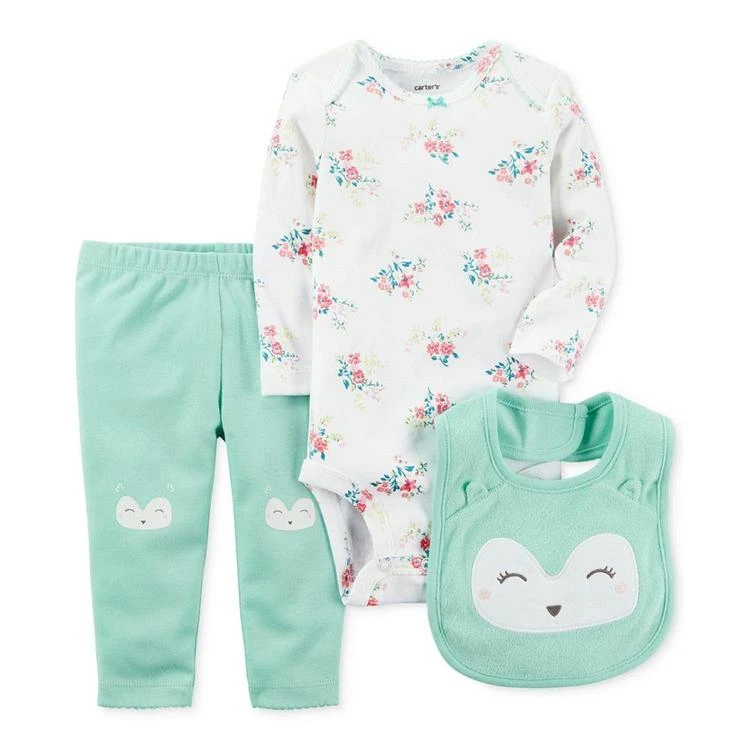 商品Carter's|3-Pc. Owl Bib, Bodysuit & Pants Set, Baby Girls,价格¥75,第1张图片