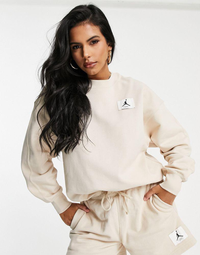 Jordan essential fleece pullover sweatshirt in sanddrift beige商品第1张图片规格展示