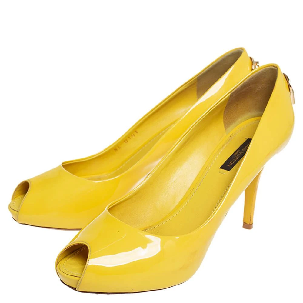 商品[二手商品] Louis Vuitton|Louis Vuitton Yellow Patent Leather Oh Really! Peep Toe Pumps Size 38,价格¥2534,第4张图片详细描述