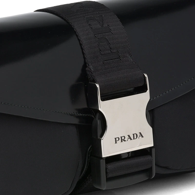 商品Prada|【预售3-7天】普拉达 2021秋冬 黑色的再生尼龙拼接皮革斜挎单肩包1BD295_789_F0002_V_BFO,价格¥15311,第5张图片详细描述
