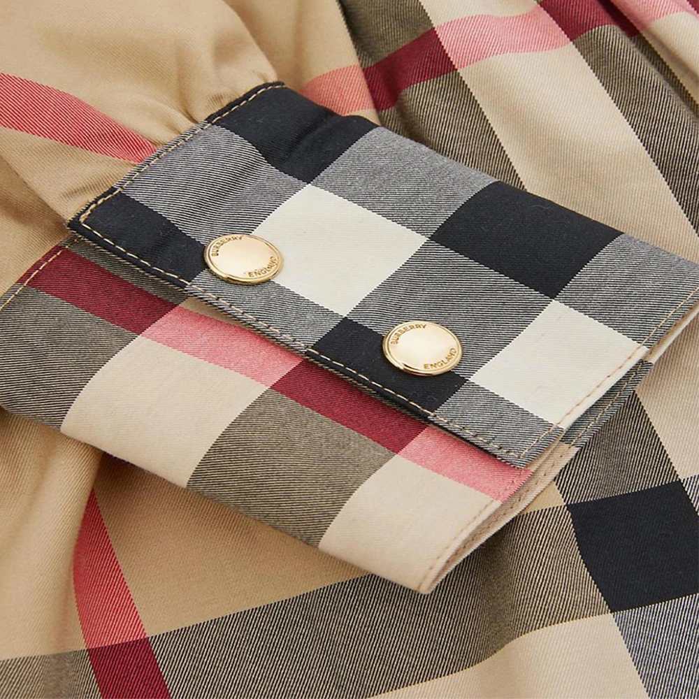 商品[国内直发] Burberry|博柏利 拼色格纹圆领长袖连衣裙 米色 儿童款,价格¥3058,第7张图片详细描述