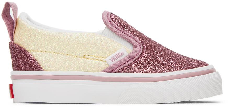 Baby Pink & Off-White Slip-On V Sneakers商品第1张图片规格展示