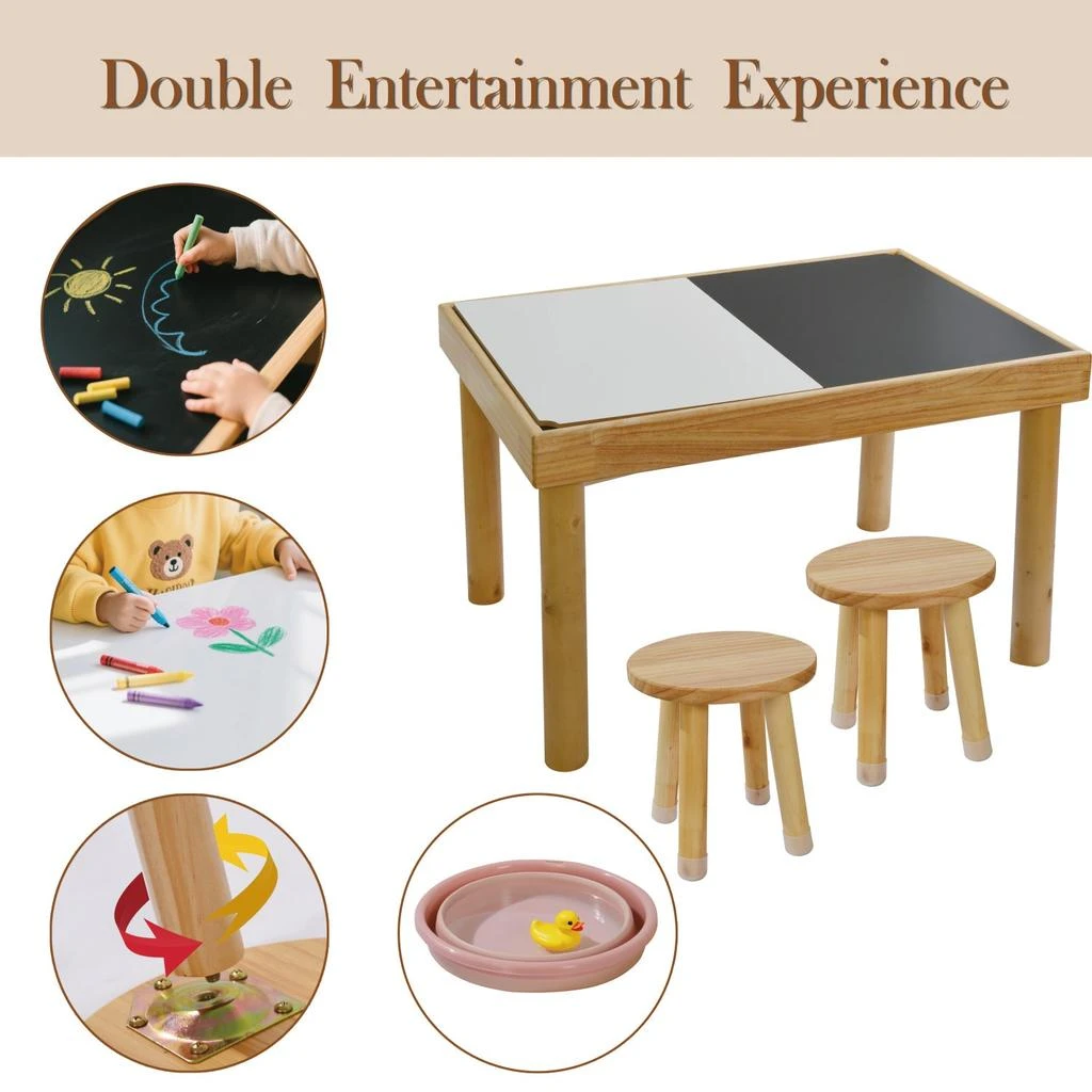 商品Streamdale Furniture|Streamdale Toddler Sensory Table with 2 Chairs - Sand & Water Play,价格¥1301,第4张图片详细描述