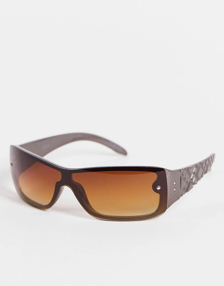 商品ASOS|ASOS DESIGN frame quilted temple sunglasses in brown,价格¥82,第1张图片
