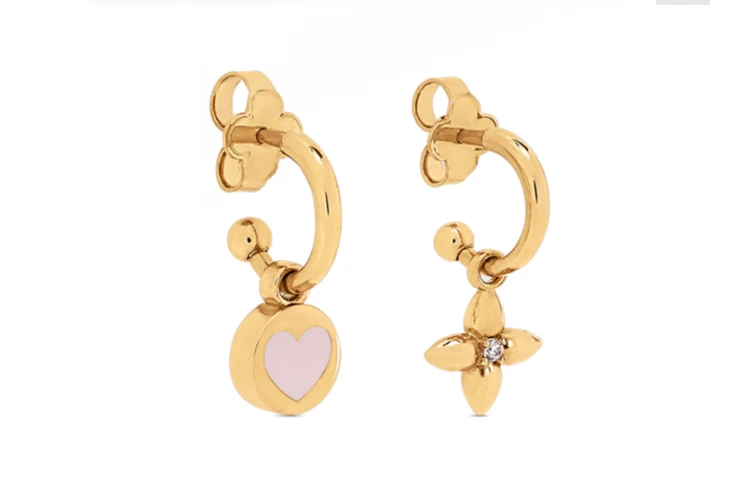 商品[国内直发] Louis Vuitton|ICONIC 花卉和心形吊坠 金属 耳环 女款 金色,价格¥9204,第1张图片