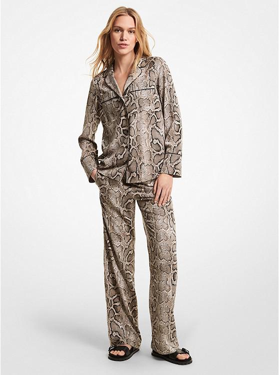 Embellished Snake Crushed Crepe Pajama Shirt商品第4张图片规格展示