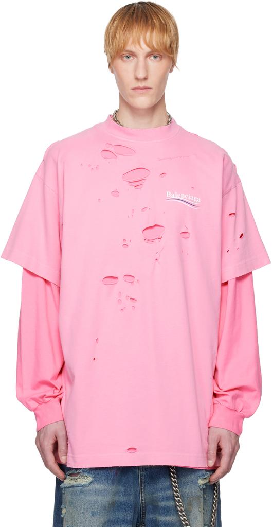 F*k様 BALENCIAGA Political Campaign Layer Balenciaga: Black Political Campaign Long Sleeve Layered T