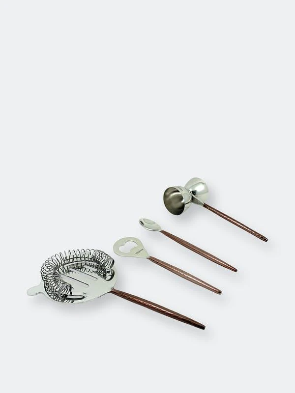 商品Vibhsa|Vibhsa Bar Tools Accessories & Bartending Kit Set Of 4 For Home Bar (Copper Hammered),价格¥451,第1张图片