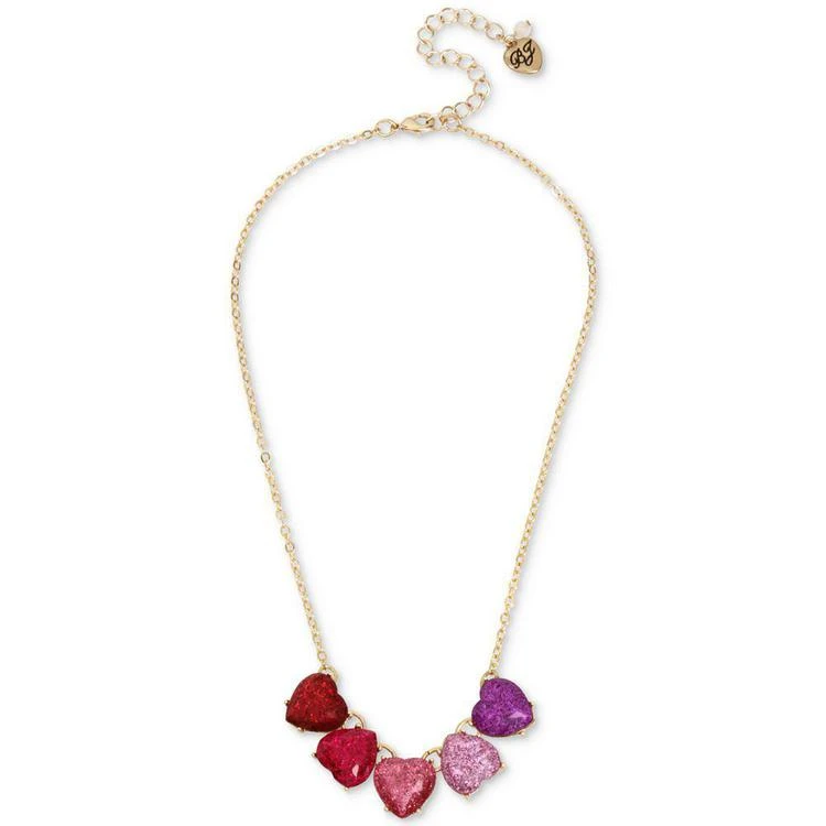 商品Betsey Johnson|Gold-Tone Multicolor Glitter Heart Statement Necklace,价格¥95,第1张图片
