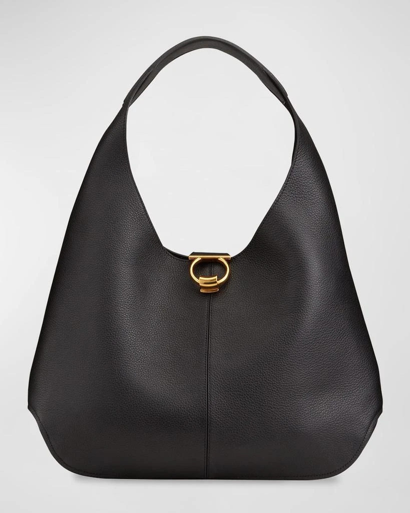 商品Salvatore Ferragamo|Margot Gancio Pebbled Leather Hobo Bag,价格¥8714,第1张图片