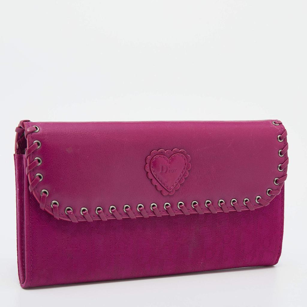 商品[二手商品] Dior|Dior Pink Oblique Canvas and Leather Trim Flap Continental Wallet,价格¥3146,第5张图片详细描述