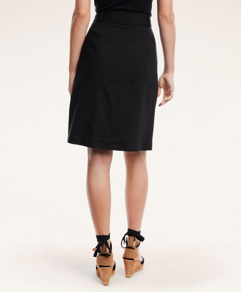 Stretch Linen Blend Belted A-Line Skirt商品第3张图片规格展示