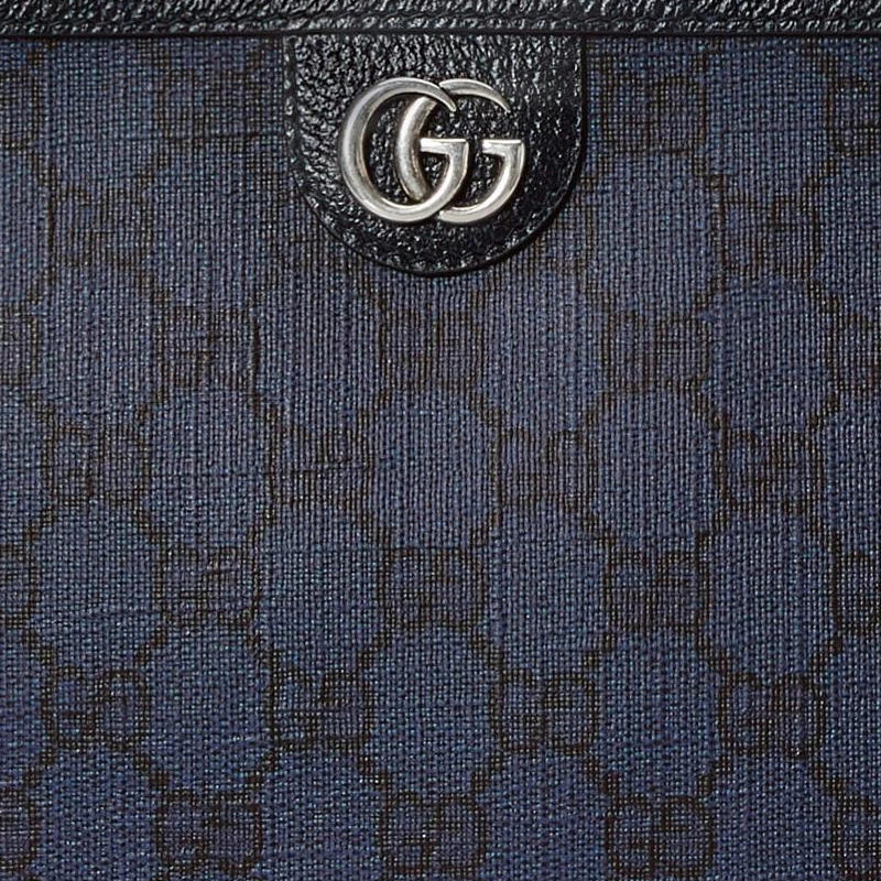 商品[国内直发] Gucci|古驰 Ophidia 钯色五金配件老花Logo双G 帆布拼皮革 帆布包手拿包 常规 男款 蓝色/深蓝色,价格¥8108,第9张图片详细描述