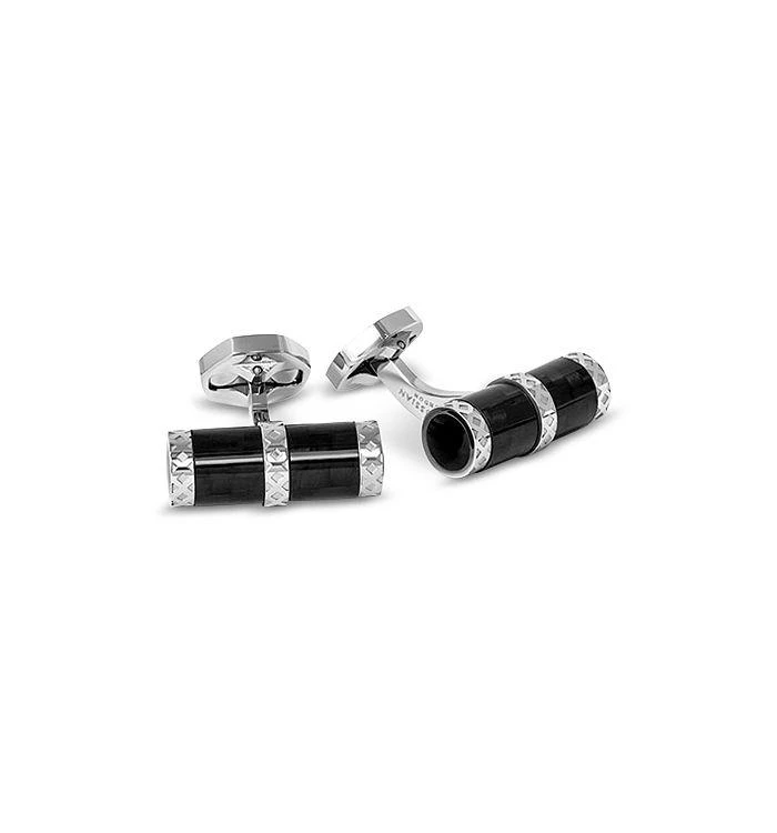 商品Tateossian|Carbon Regalia Cylinder Cufflinks,价格¥2505,第1张图片