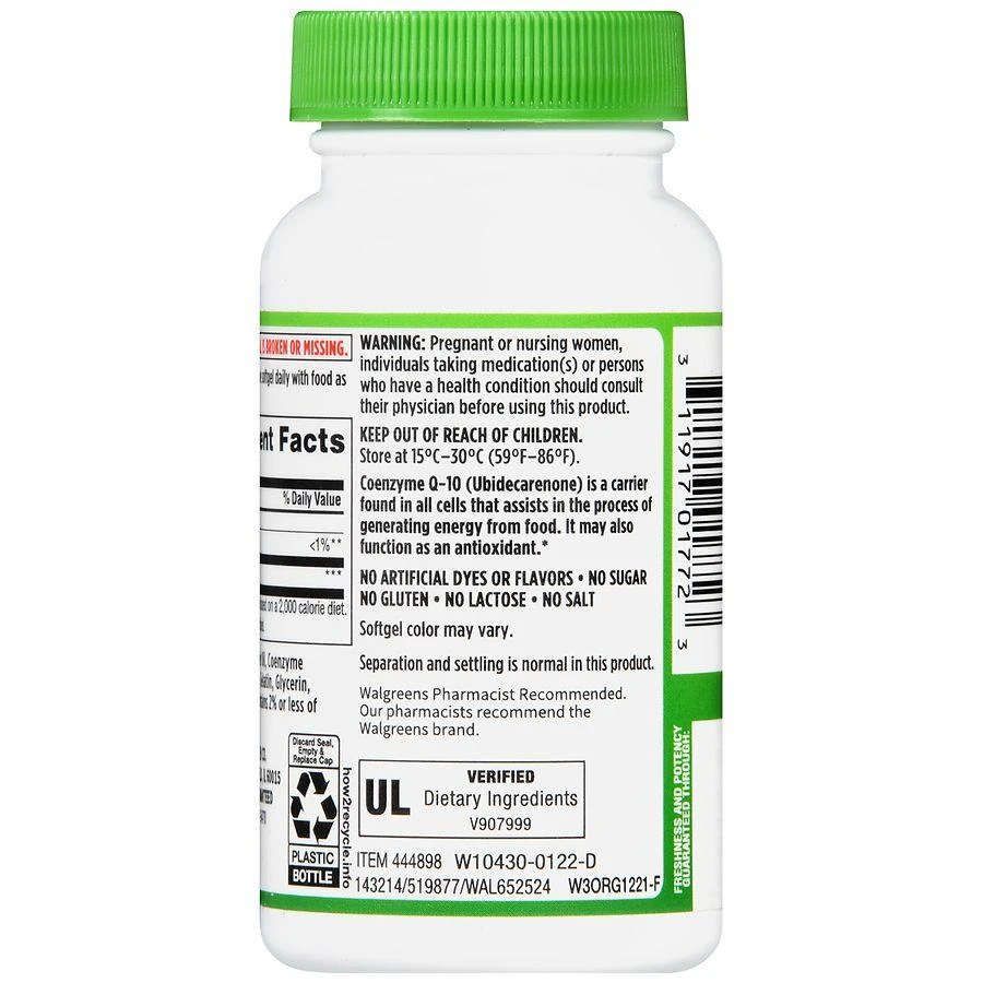 商品Walgreens|CoQ-10 200 mg Softgels (90 days),价格¥417,第5张图片详细描述