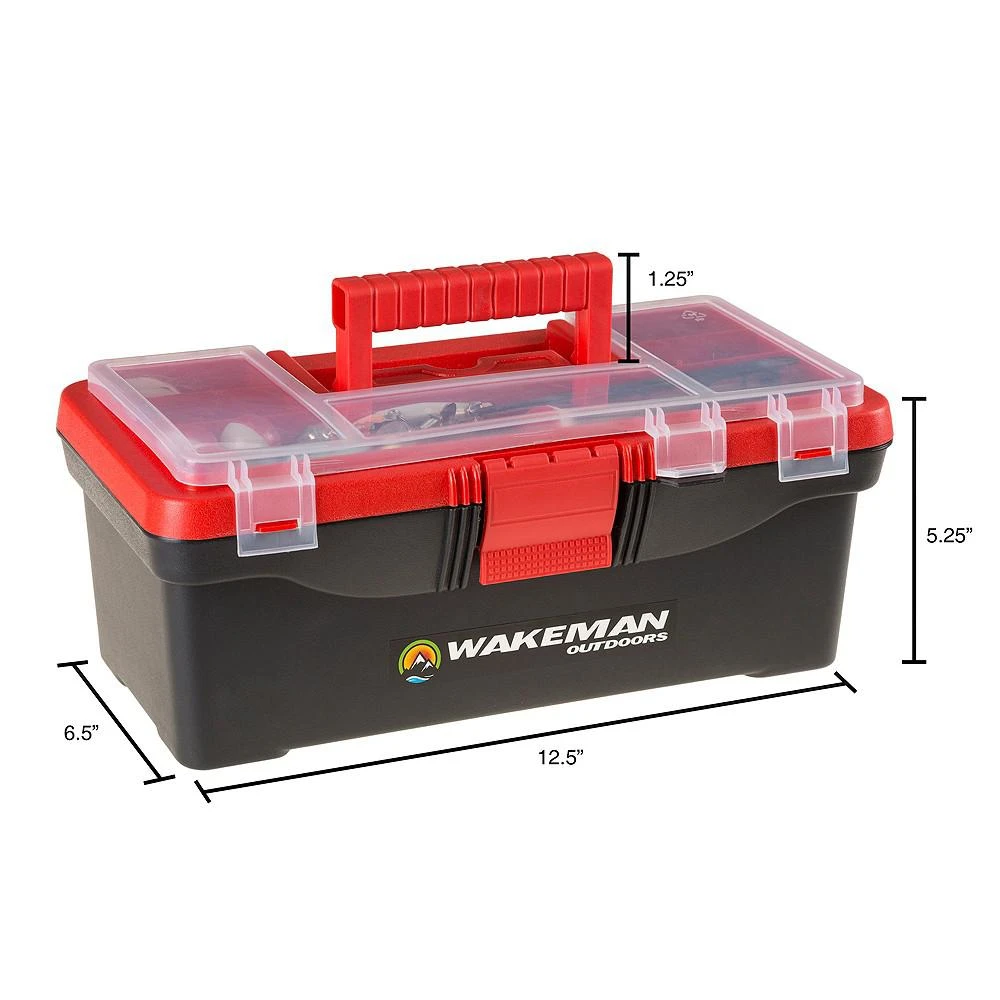 商品Trademark Global|Fishing Single Tray Tackle Box 55 Piece Tackle Gear Kit By Wakeman Outdoors,价格¥220,第2张图片详细描述