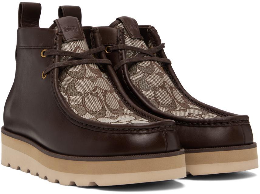 商品Coach|Brown Jacquard Logo Boots,价格¥1451,第6张图片详细描述