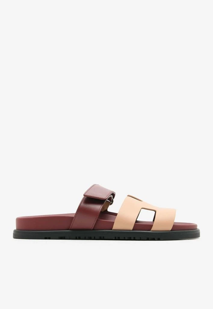 商品Hermes|Chypre Sandals in Beige Perlino and Rouge H Calfskin,价格¥14429,第1张图片