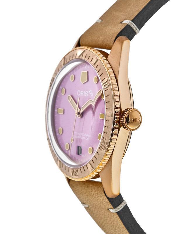 商品Oris|Oris Divers Sixty-Five Bronze Case Pink Dial Leather Strap Unisex Watch 01 733 7771 3158-07 5 19 04BR,价格¥13626,第5张图片详细描述